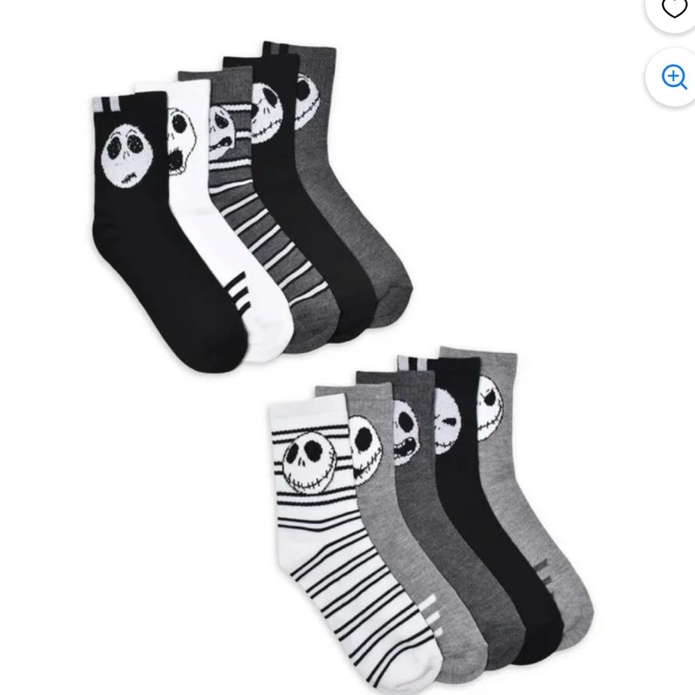 NWT Disney Nightmare Before Christmas Crew Socks - Black, Gray, White